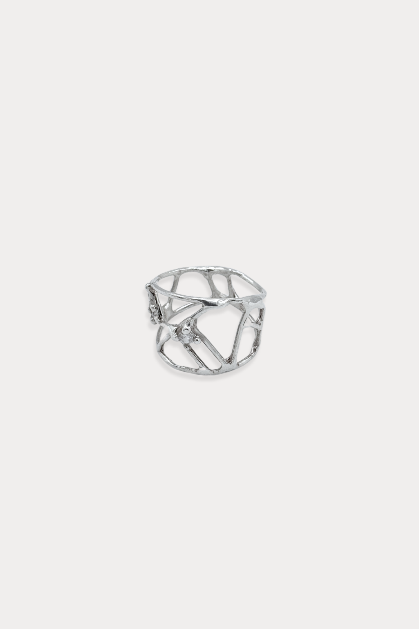 Wide Organic Courage Ring Band with CZ's in Sterling Silver