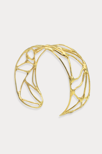 Wide Courage Cuff Bracelet in Gold Plated Brass