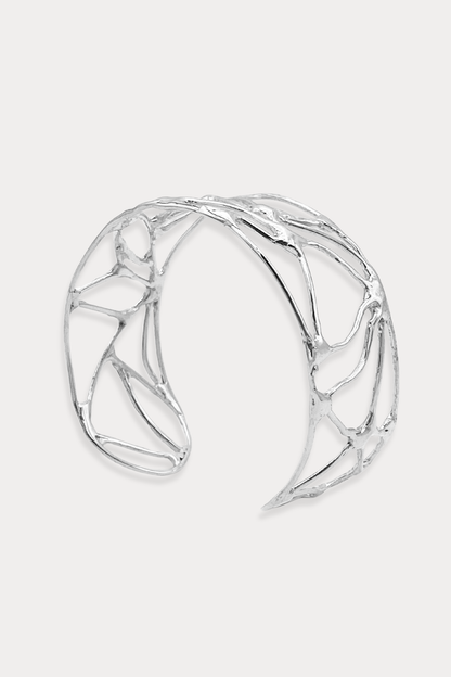 Wide Courage Cuff Bracelet in Sterling Silver