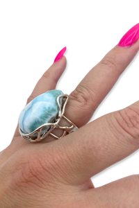 Larimar Courage Ring in Sterling Silver
