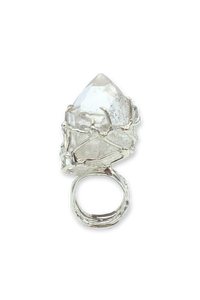 Quartz Crystal Courage Statement Ring in Sterling Silver