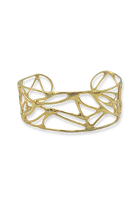 Wide Courage Cuff Bracelet in Gold Plated Brass