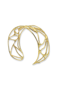 Wide Courage Cuff Bracelet in Gold Plated Brass