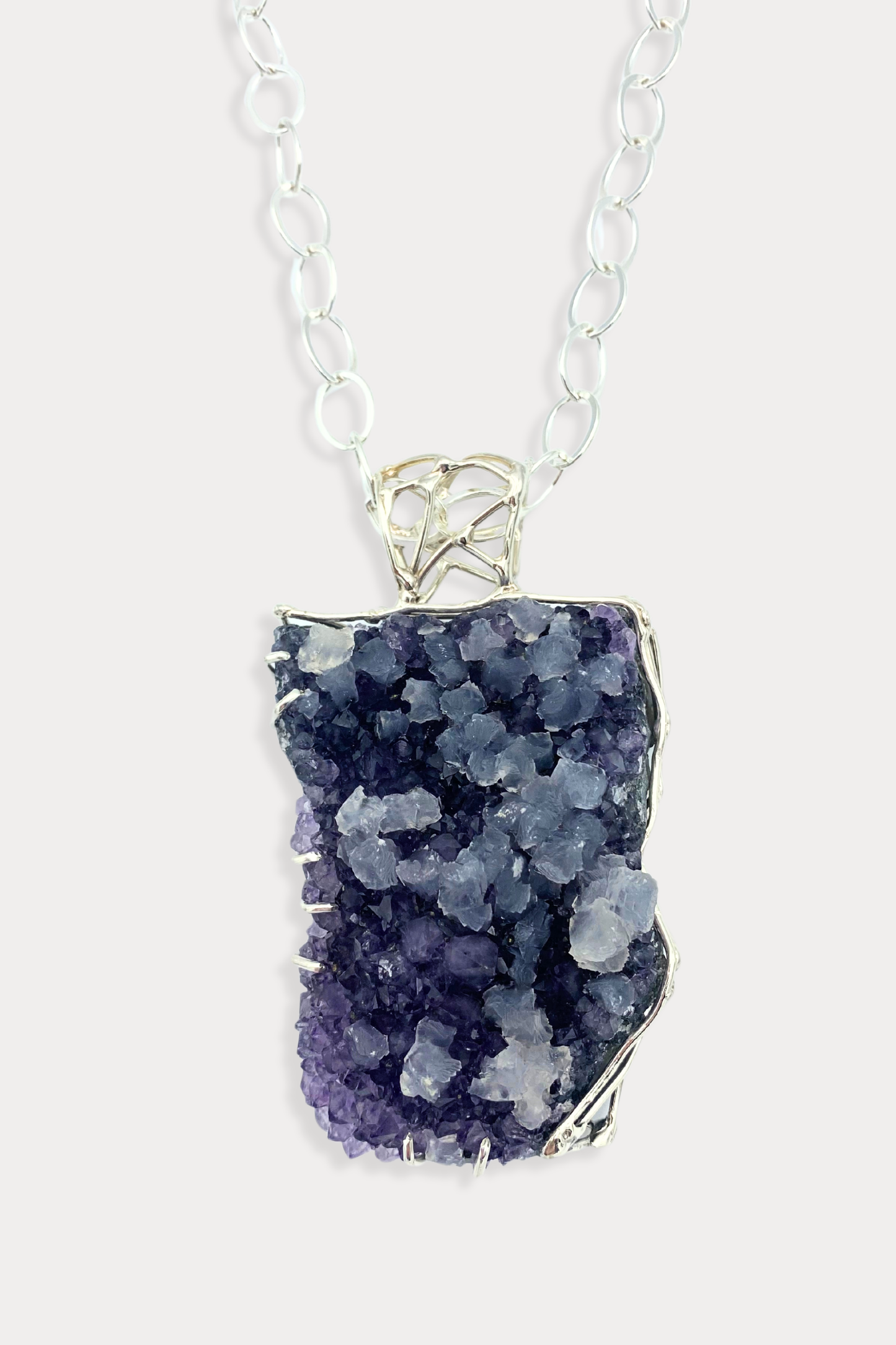 Amethyst Courage Statement Necklace in Sterling Silver