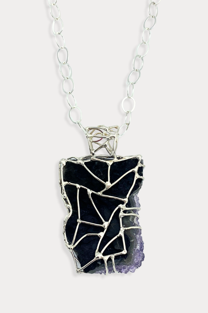 Amethyst Courage Statement Necklace in Sterling Silver