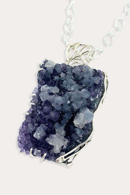 Amethyst Courage Statement Necklace in Sterling Silver