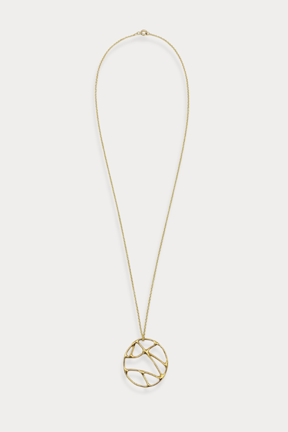 Large Courage Pendant Necklace in Gold Plated Brass