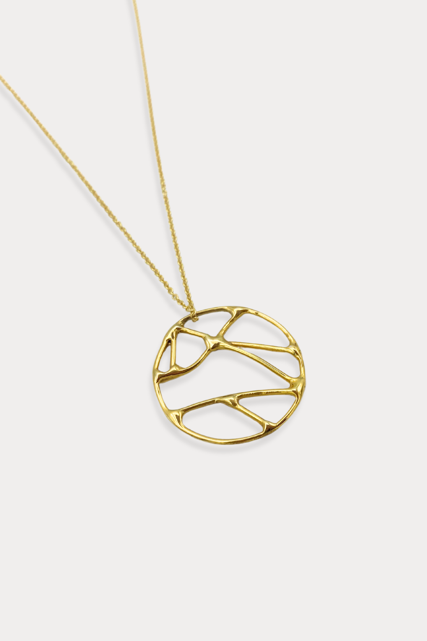 Large Courage Pendant Necklace in Gold Plated Brass