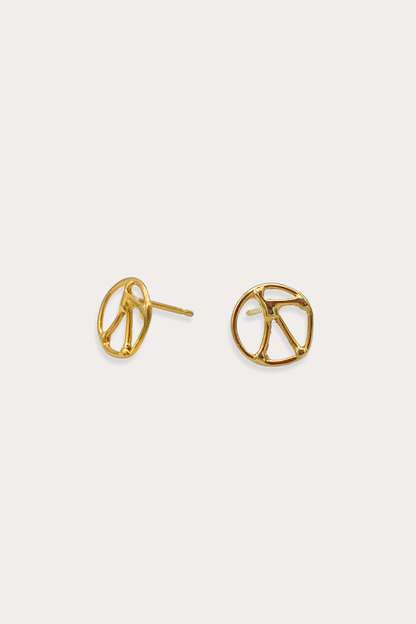 Courage Stud Earring in Gold Plated Brass