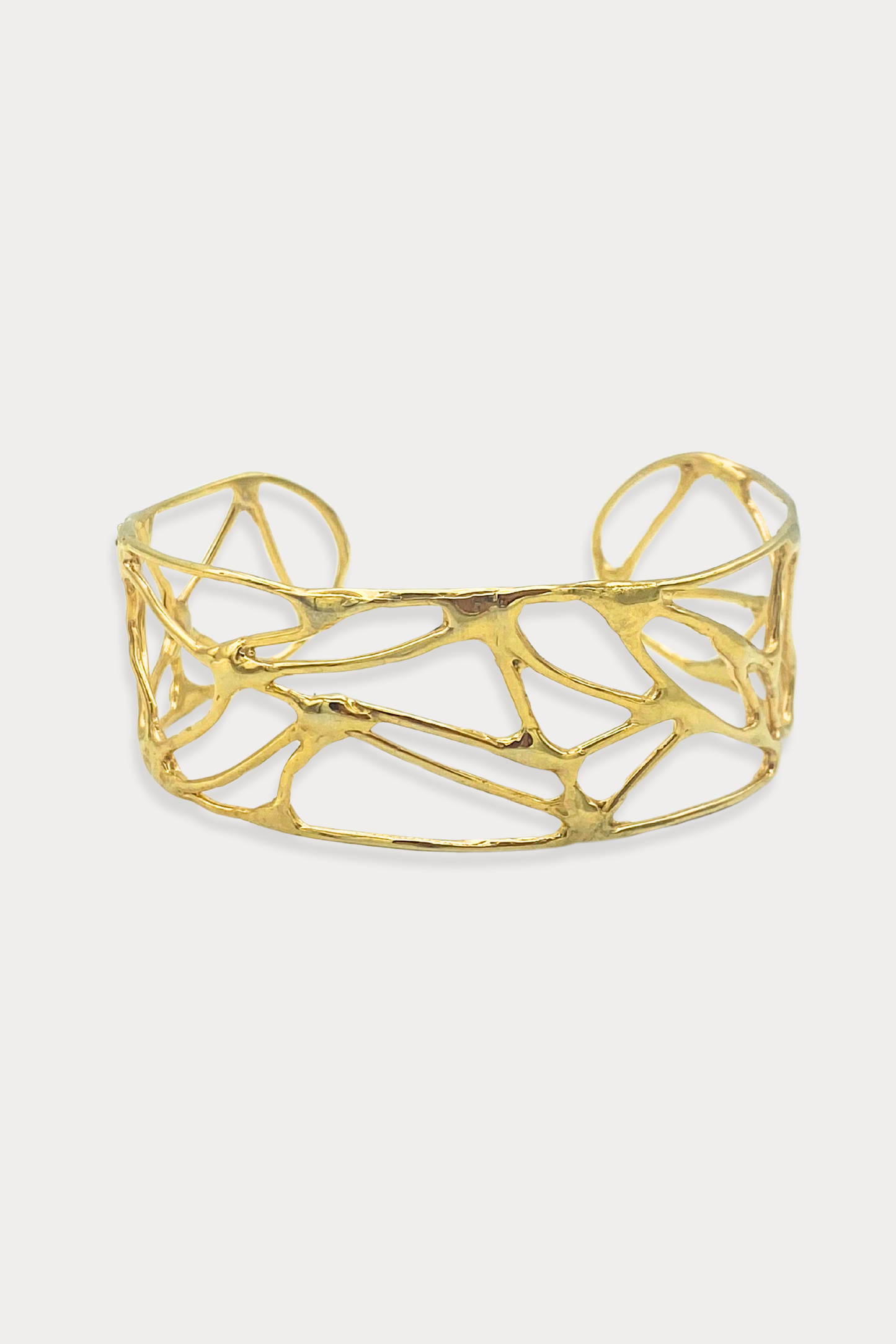 Wide Courage Cuff Bracelet in Gold Plated Brass