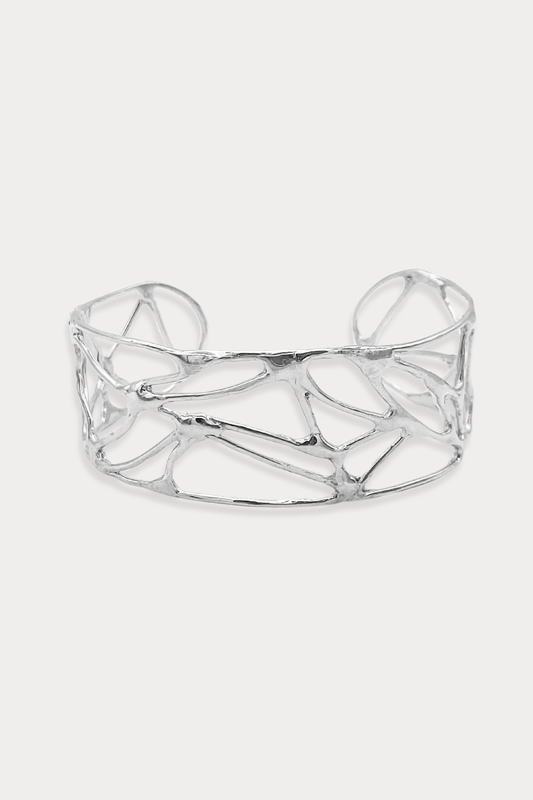 Wide Courage Cuff Bracelet in Sterling Silver