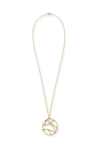 Large Courage Pendant Necklace in Gold Plated Brass