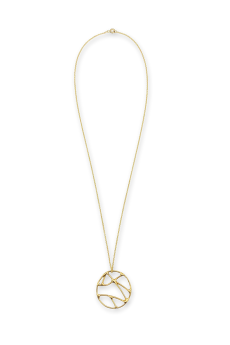 Large Courage Pendant Necklace in Gold Plated Brass