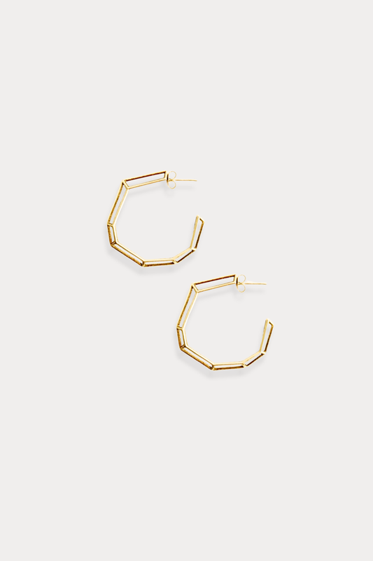 18K Gold Plated Brass "Strength Hoops" in Medium