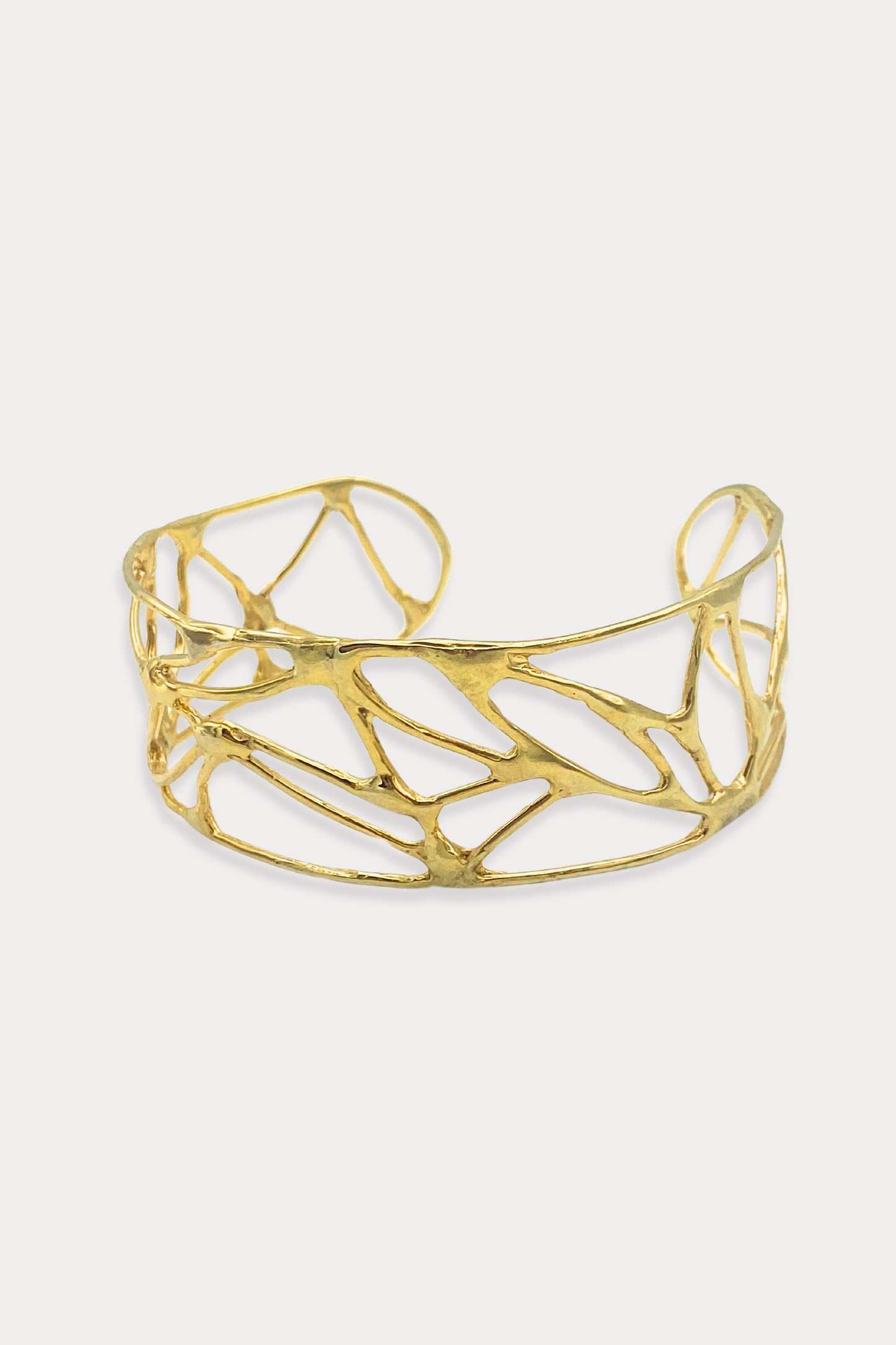 Wide Courage Cuff Bracelet in Gold Plated Brass