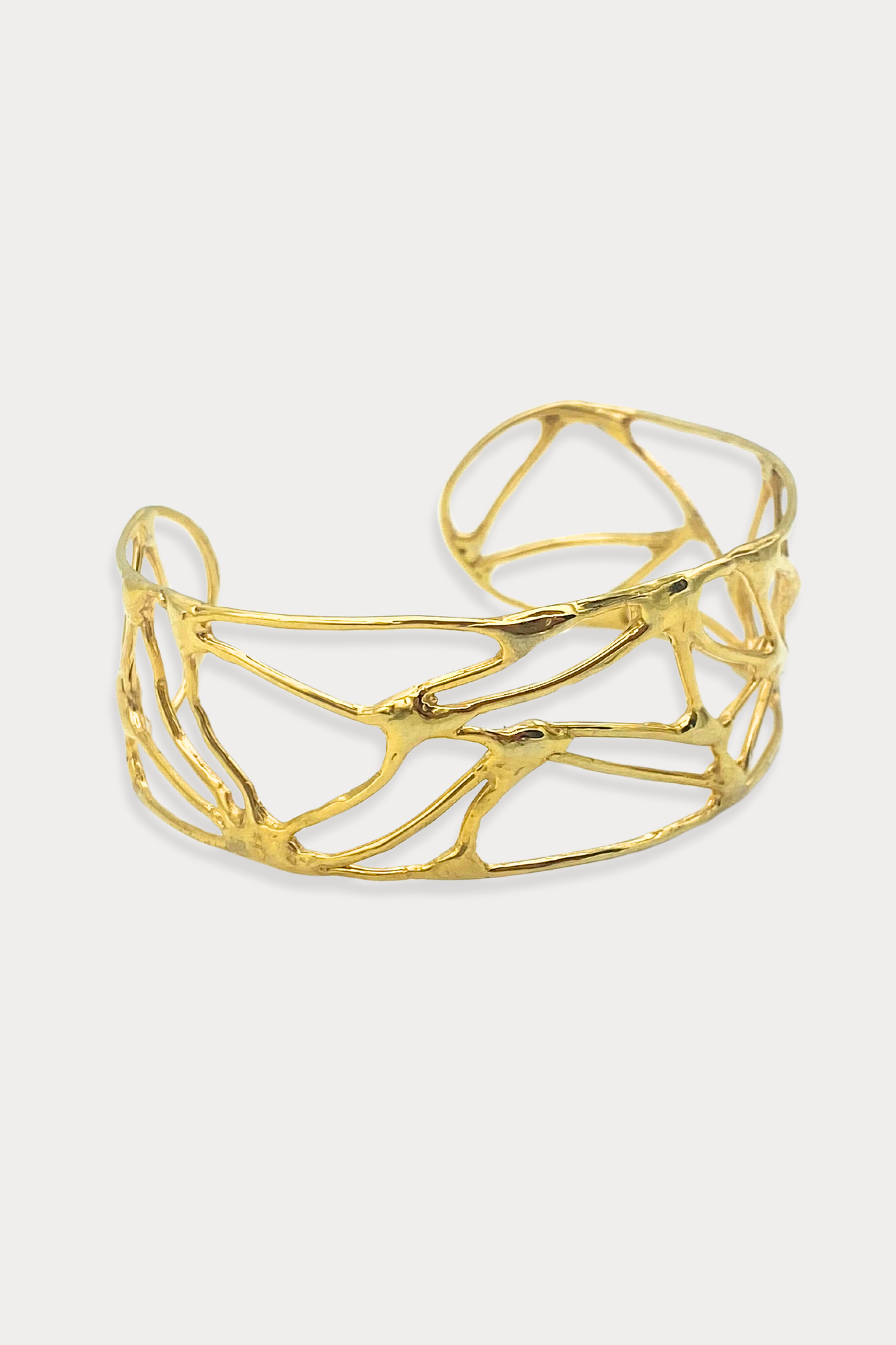 Wide Courage Cuff Bracelet in Gold Plated Brass