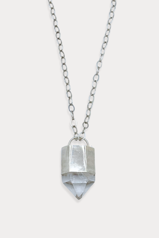 XL Quartz Protection Crystal Pendant Necklace 001