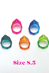 Faceted Statement Jelly Gem Rings