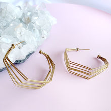 Load image into Gallery viewer, Ray of Sunshine Hoop Earrings in 18k Gold Plated Brass