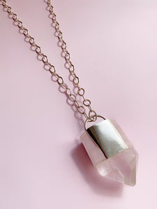 XL Quartz Protection Crystal Pendant Necklace 001