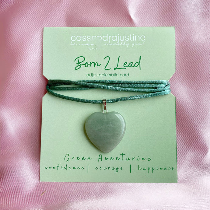 Born 2 Lead Heart Crystal Pendant in Green Aventurine