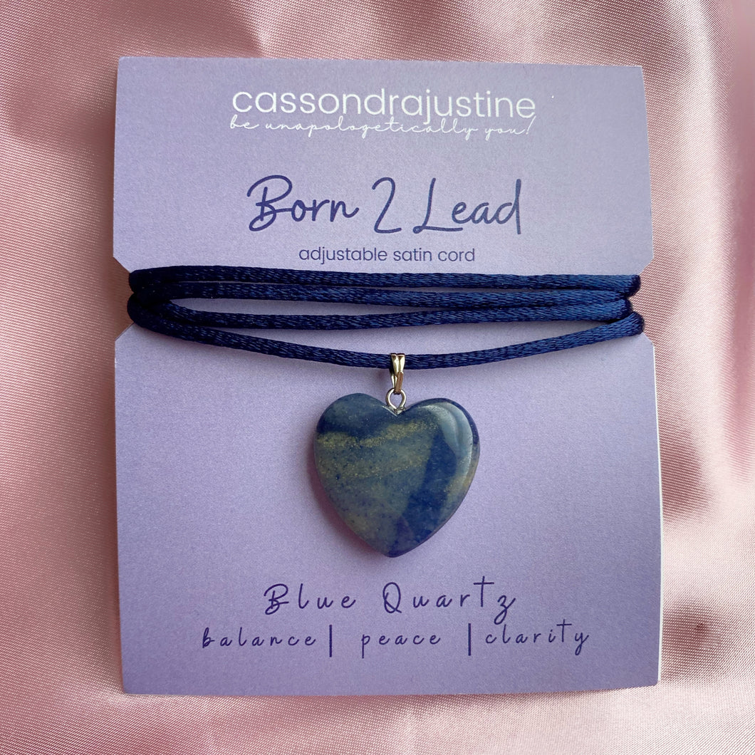 Born 2 Lead Heart Crystal Pendant in Brazil Blue Quartz