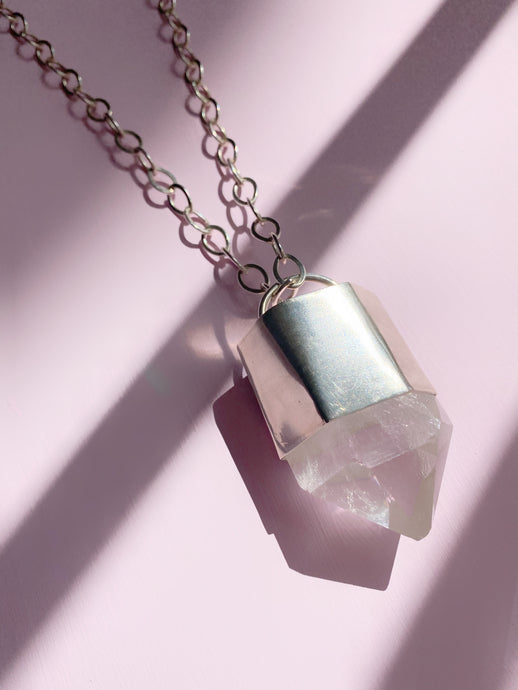 XL Quartz Protection Crystal Pendant Necklace 001