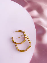 Load image into Gallery viewer, 18K Gold Plated Brass &quot;Strength Hoops&quot; in Medium